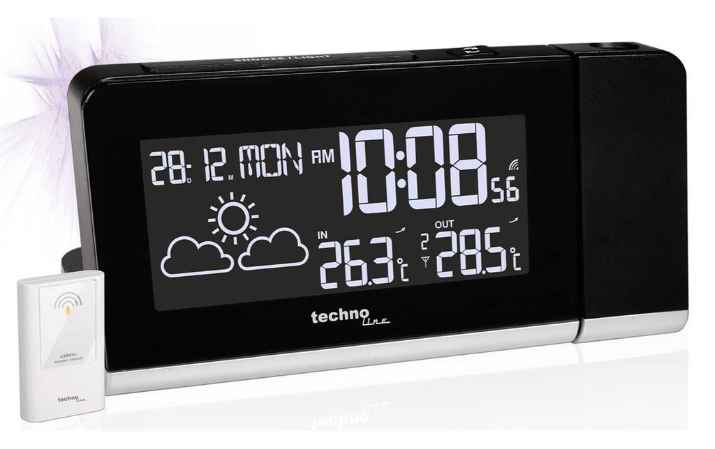 Technoline Horloge à projection radio-pilotée WT 539 avec réveil et prévisions météorologiques