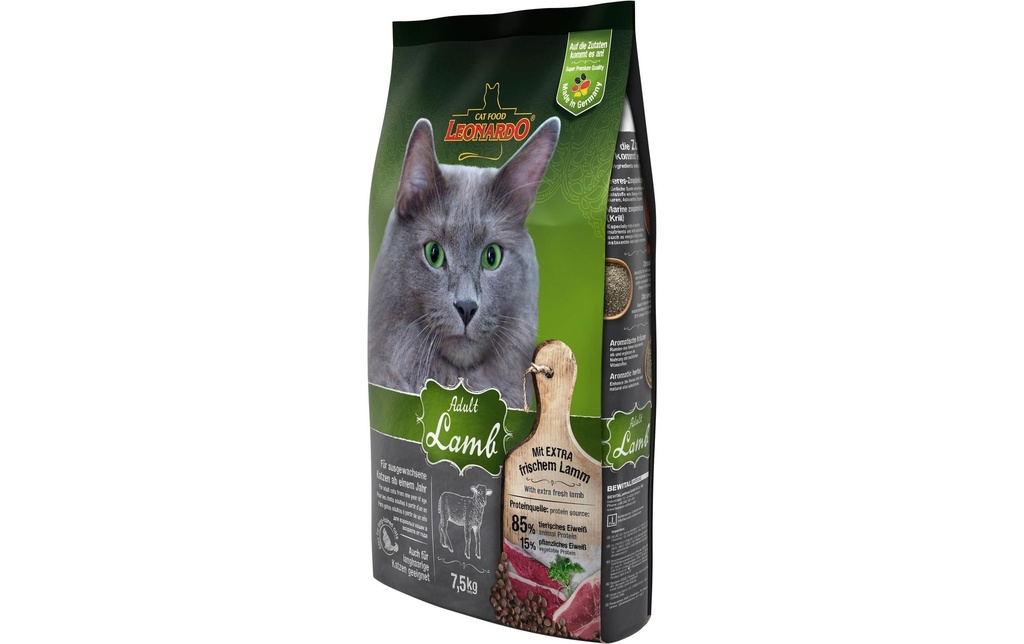 Leonardo Cat Food Alimentation sèche Adult agneau, 7.5 kg