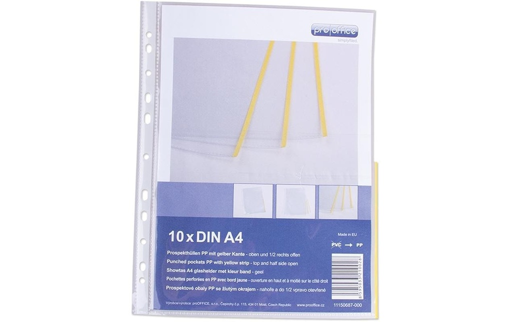 ProOffice Pochette de présentation A4, Jaune/Transparent, 10 pièces