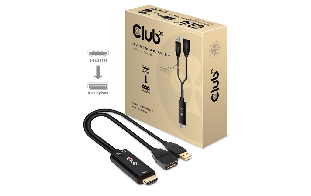 Club 3D Câble HDMI 2.0 vers DP 1.2 4K60Hz HDMI - DisplayPort, 0.25 m