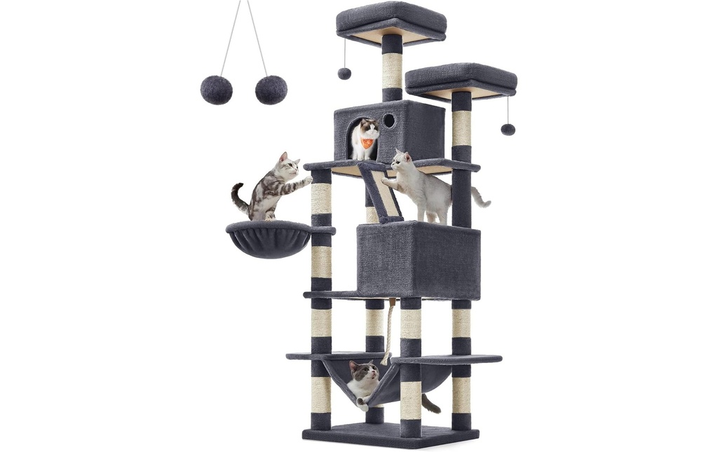 Feandrea Arbre à chat gris foncé 55 x 45 x 165 cm