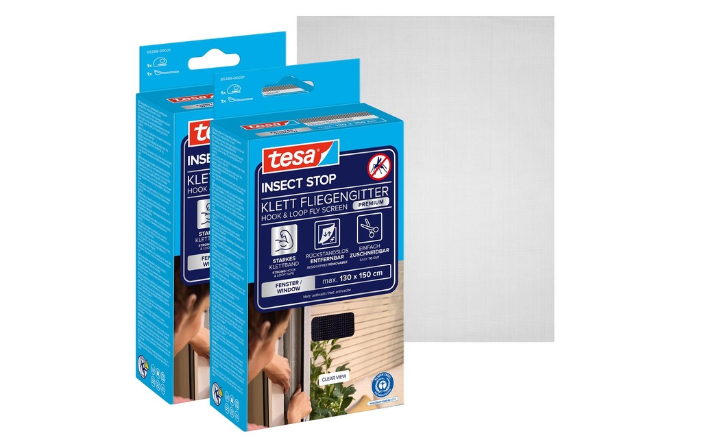 tesa Moustiquaire -Set Comfort, 2x 1.3 m x 1.5 m, Anthracite