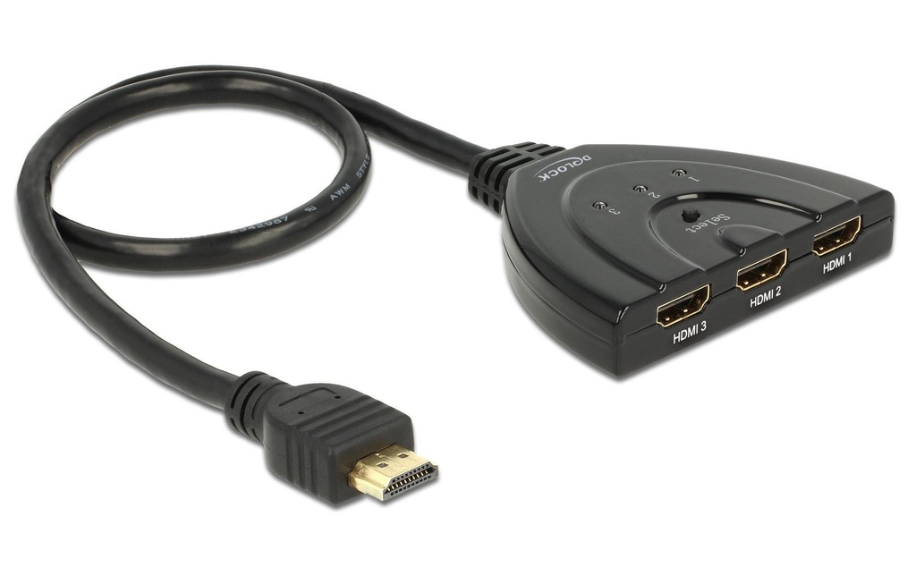 Delock Distributeur 3 Port HDMI Switch 60cm 4K/30Hz, bidirectionnel