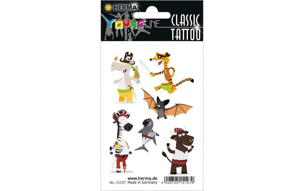 Herma Stickers Tatouages Classic Animaux pirates, 1 Pièce/s