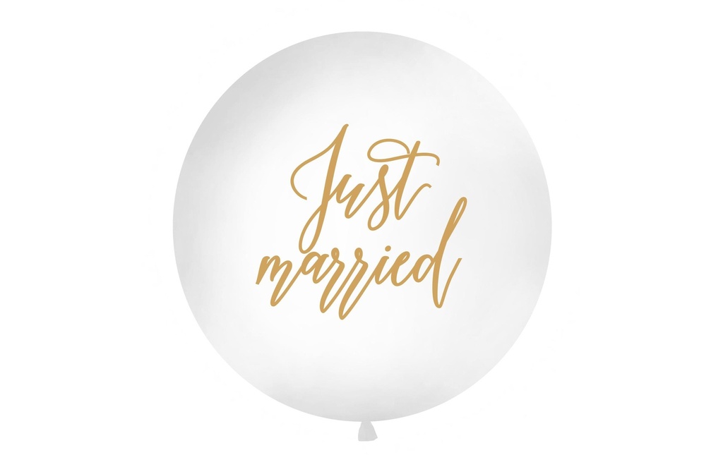 Partydeco Ballon de baudruche Just Married Ø 1 m, Blanc