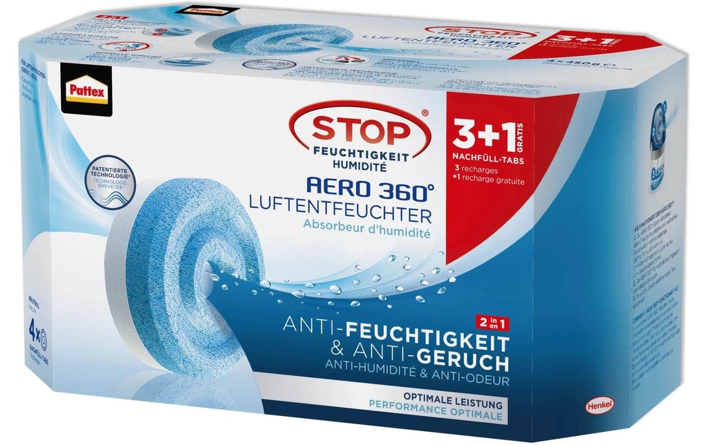 Pattex Pattex AERO 360° recharges Neutral 3+1, 4 x 450 g