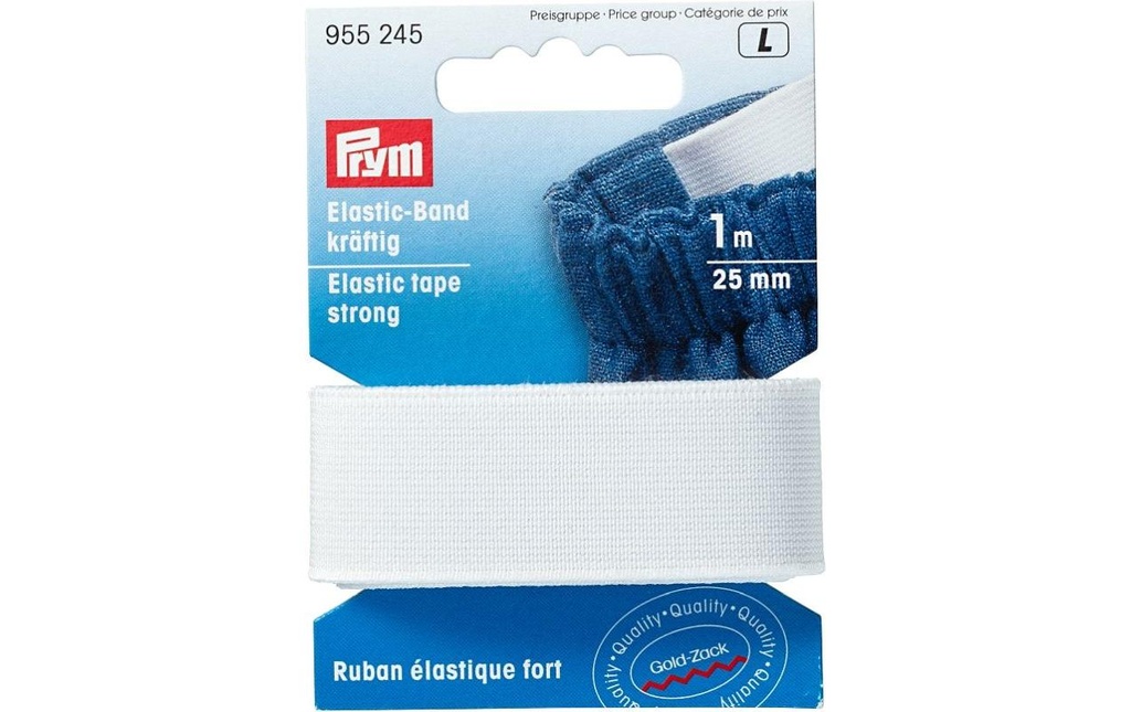 Prym Bande élastique vigoureux Blanc, 1 m x 25 mm