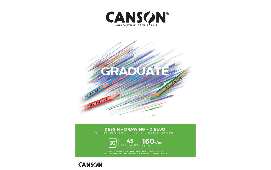 Canson Carnet de dessin Graduate A5, 30 feuilles