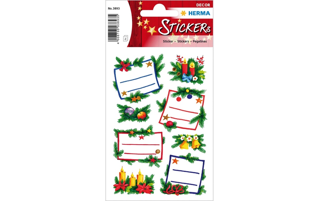 Herma Stickers Autocollants de Noël Arrangements de sapins 2 feuilles / 16 autocollants