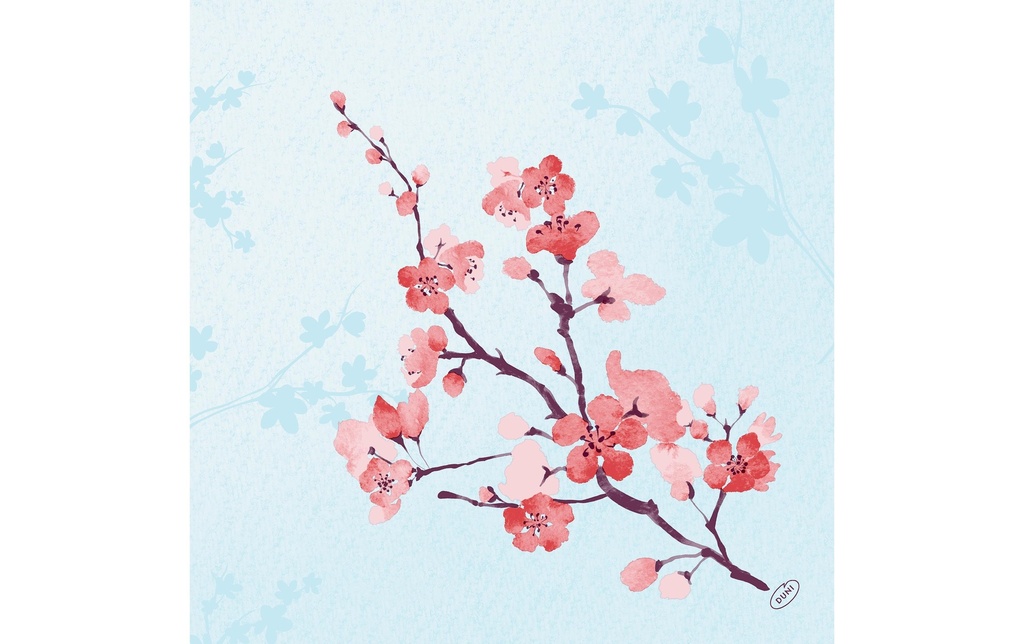 Duni Serviettes en papier Cherry Breeze 40 cm x 40 cm, 60 Pièce/s