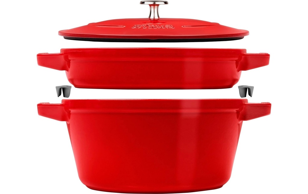 Staub Rôtisseur Cocotte 3 pièces, 24 cm, Rouge cerise, 6.1 l