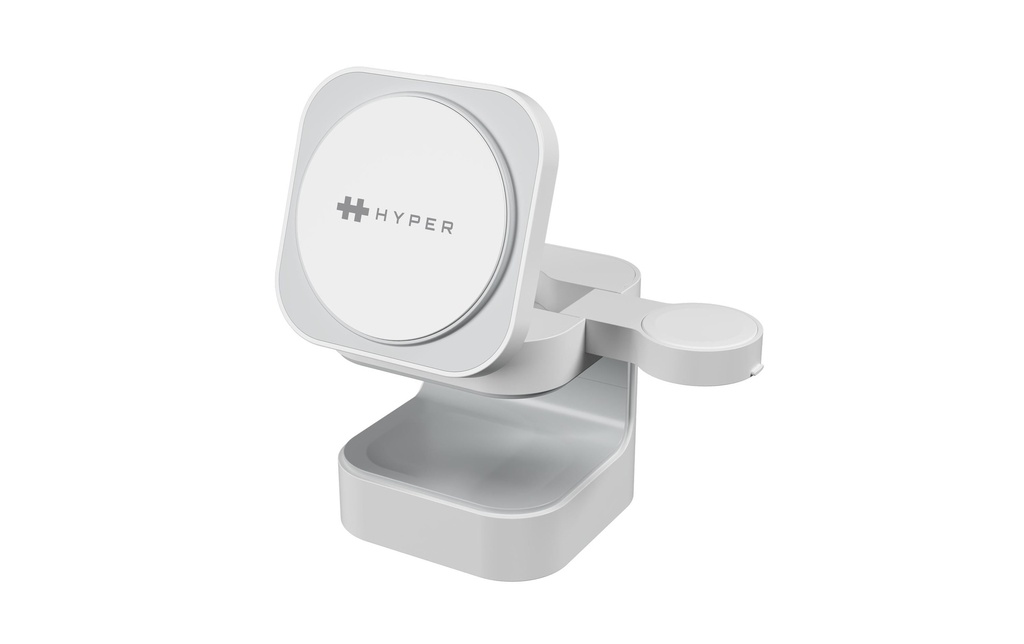 HYPER Chargeur sans fil Qi2 3 en 1, blanc