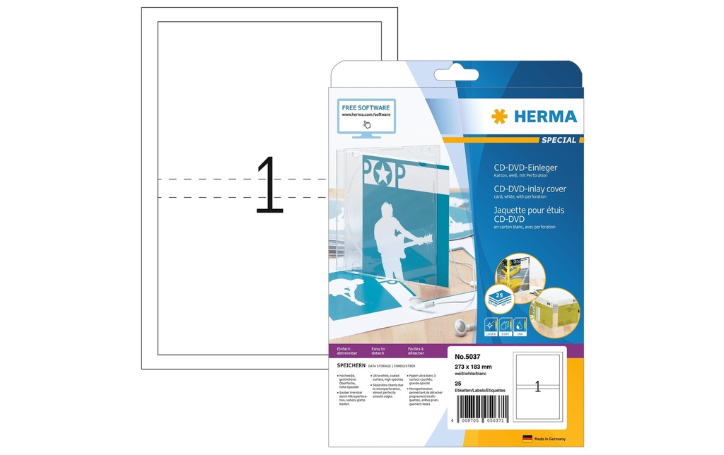 HERMA Jaquette DVD 5037 Blanc25 labels