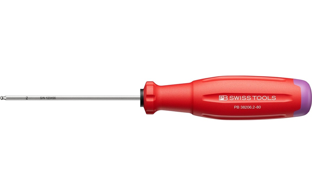 PB Swiss Tools Tournevis à tête sphérique PB 38206.2-80 Rouge Six pans creux