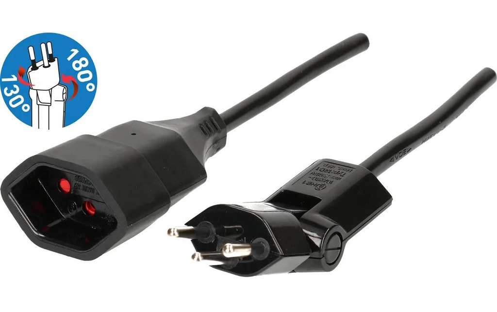 Max Hauri Câble de prolongation 0.5 m T13 - T12 Clip-Clap, noir