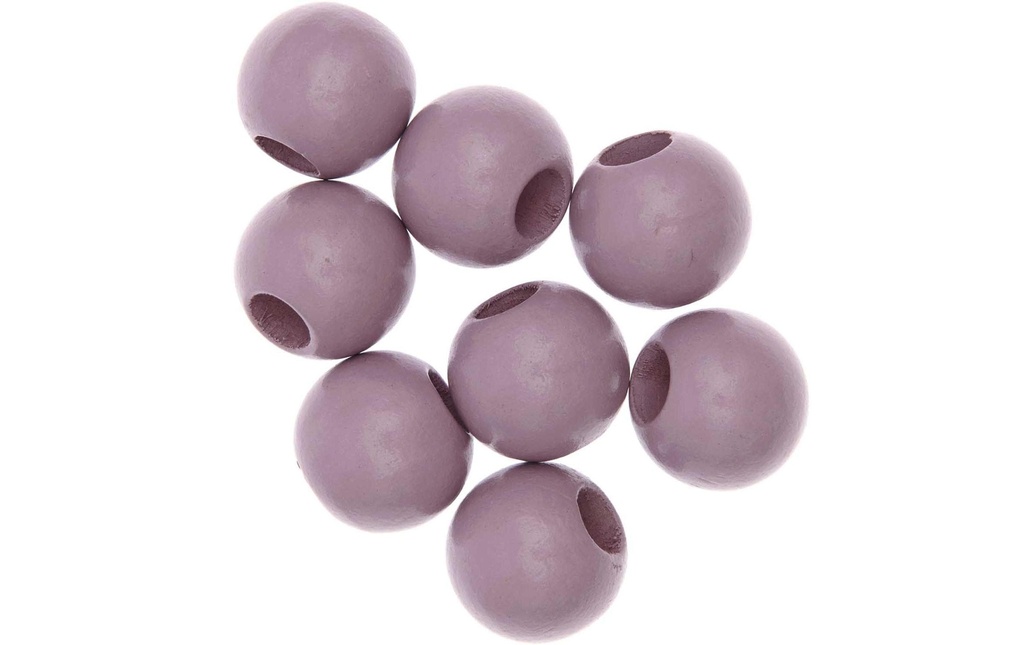 Rico Design Billes de bois Macramé rose sombre, 8 pièces