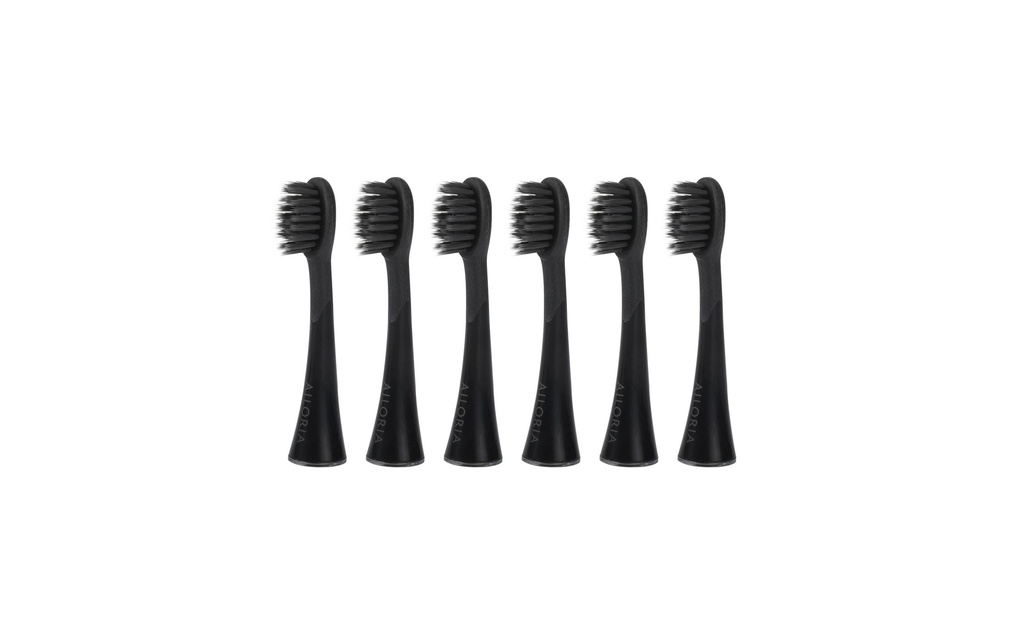 Ailoria Tête de brosse à dents Shine Bright Charcoal Noir, 6 Pièce/s