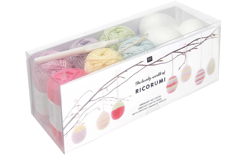 Rico Design Kit de bricolage pour Pâques Crochet Ricorumi Œufs de Pâques, pastel