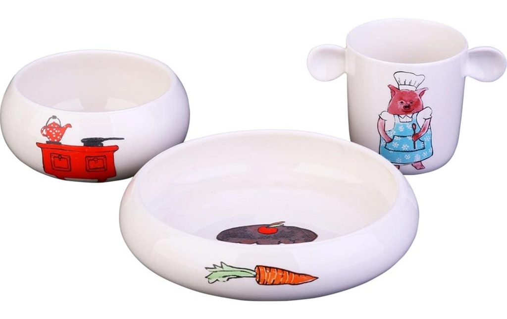 Lunasol Service de table pour enfants Rosie Blanc 3 pcs