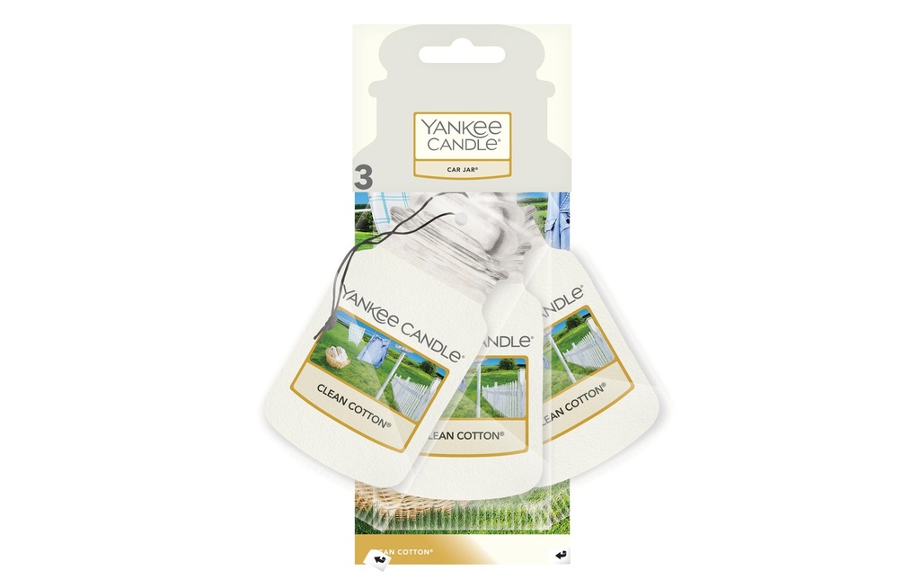 Yankee Candle Désodorisant pour voiture Clean Cotton Car Jars 3 pièces