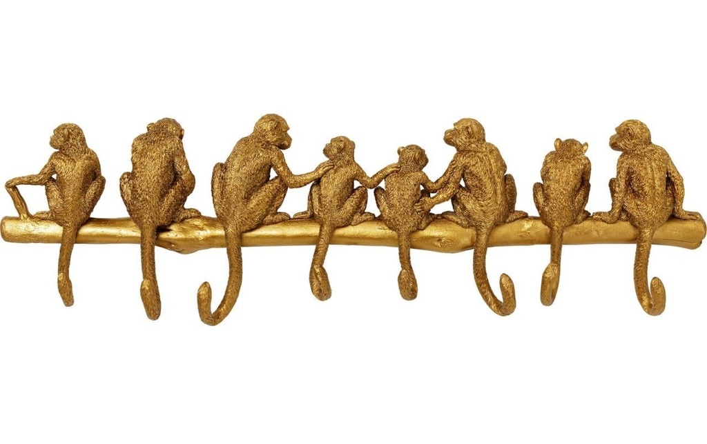 Kare Portemanteau mural Monkey 8 crochets, Doré