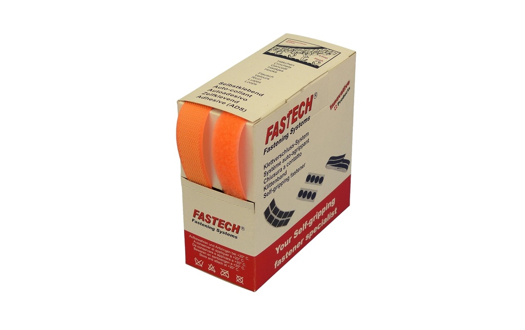 FASTECH Boîte de bande auto-agrippante Orange fluo