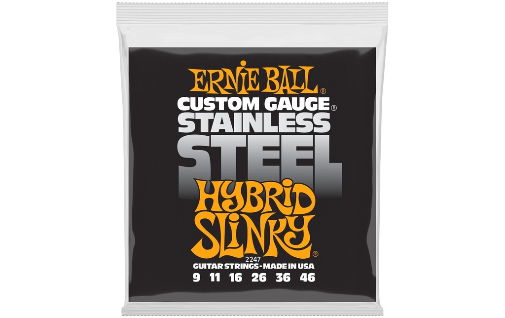 Ernie Ball Cordes de guitare 2247 Slinky Stainless Steel – Hybrid 09-46