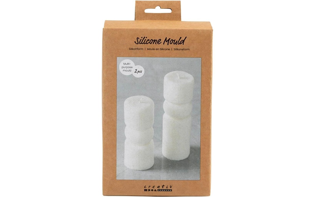 Creativ Company Moule pour bougies Silicone cylindre nervuré, 2 pièces