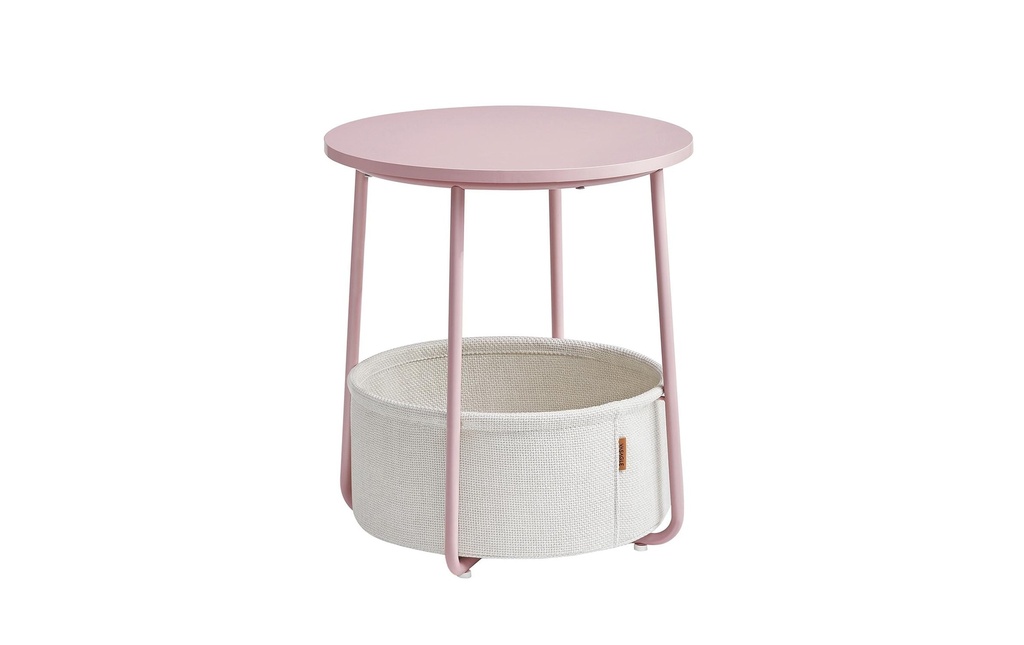 VASAGLE Table d'appoint 45 x 51 cm, rose / beige