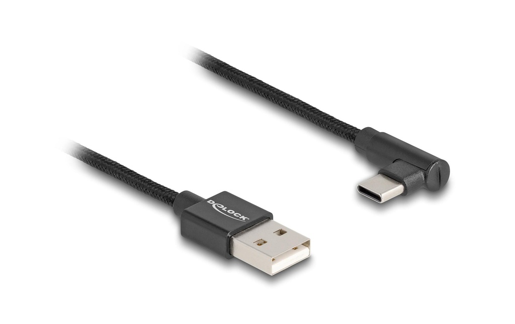 Delock Câble USB 2.0 USB-A - USB-C coudé 2 m