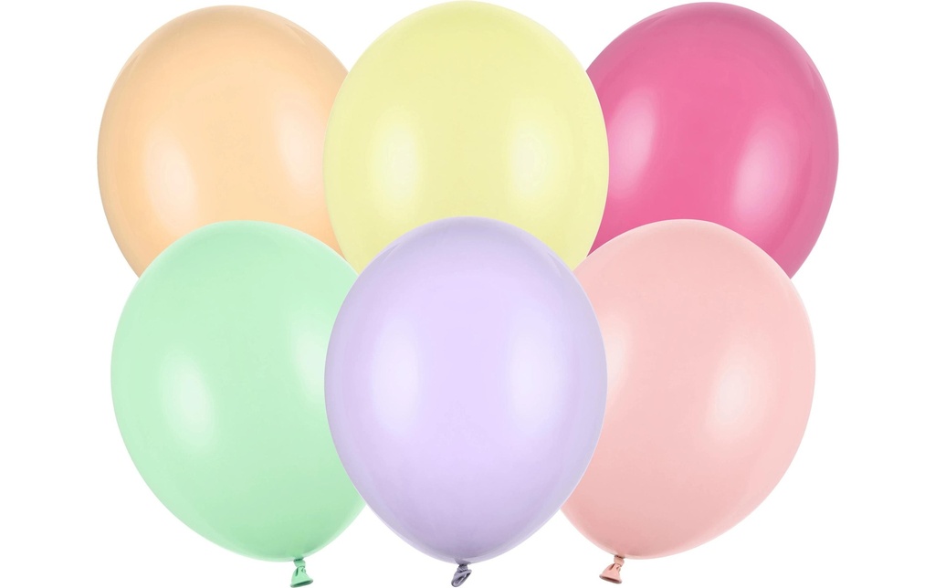 Partydeco Ballon de baudruche Uni Strong Pastel 50 pièces, multicolore, Ø 30 cm