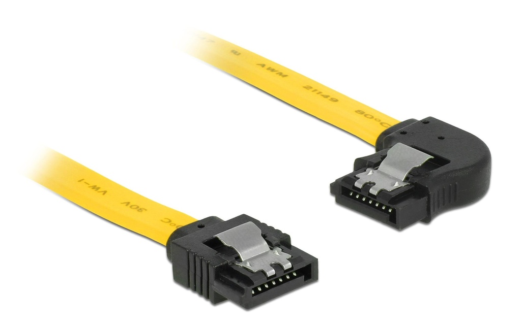 Delock Câble SATA3 jaune, coudé à gauche, 30 cm