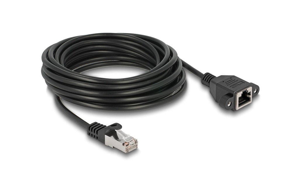 Delock Câble patch Câble de rallonge Cat 6A, S/FTP, 5 m, Noir
