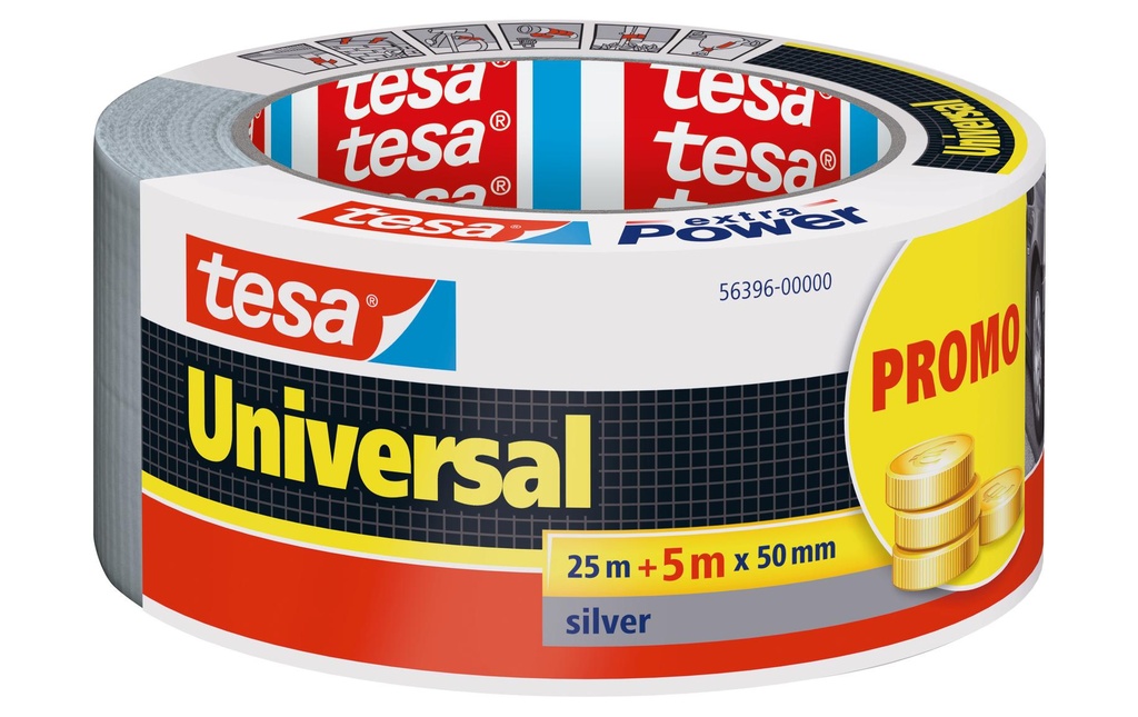 tesa Ruban adhésif extra power universel 50 mm x 30 m, Argenté