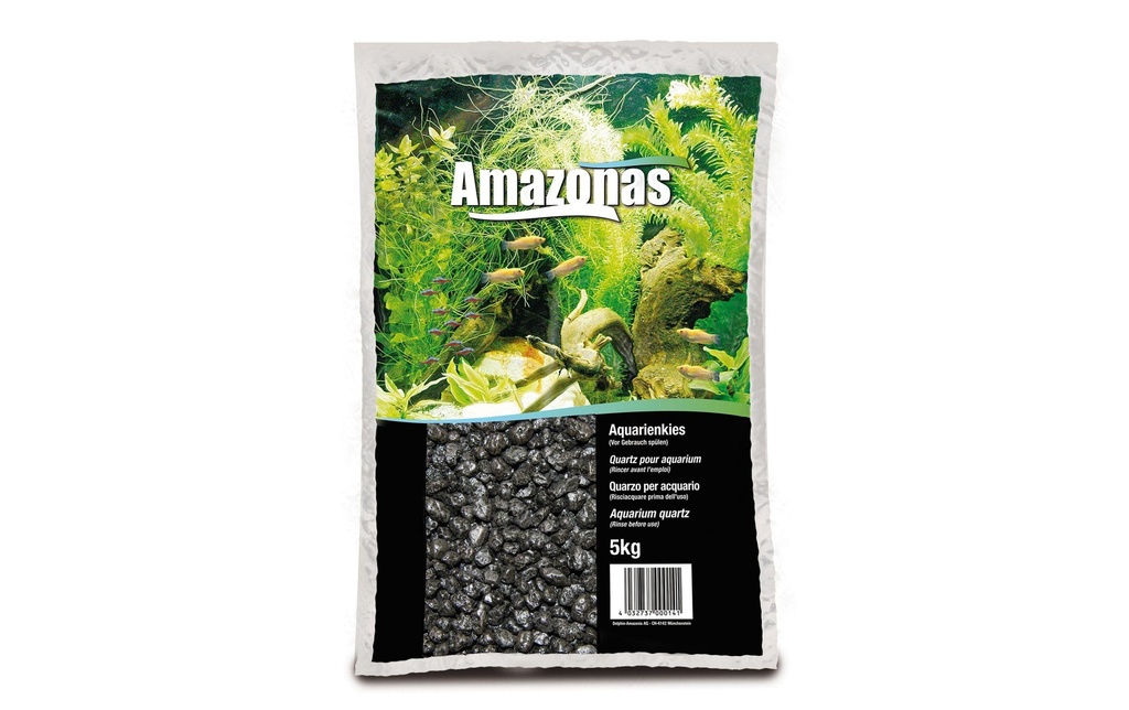 AMAZONAS Substrat de sol Gravier pour aquarium 2-3 mm, 5 kg, Noir