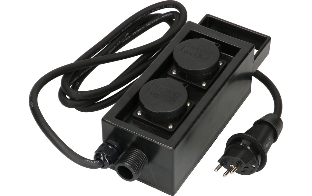 Max Hauri Prise de jardin 2x T13 IP55 avec pique, noir
