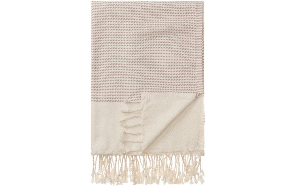 Urbanara Serviette de plage Bolu 95 x 180 cm, rose / blanc naturel