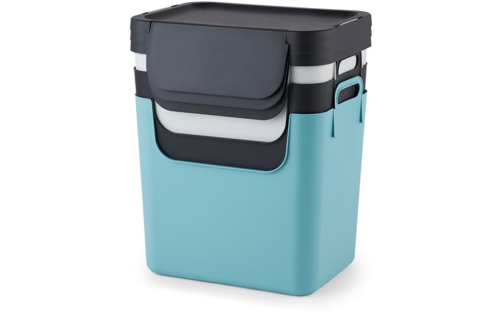 Rotho Bacs de recyclage Jive 30 l, Noir/Blanc/Bleu clair