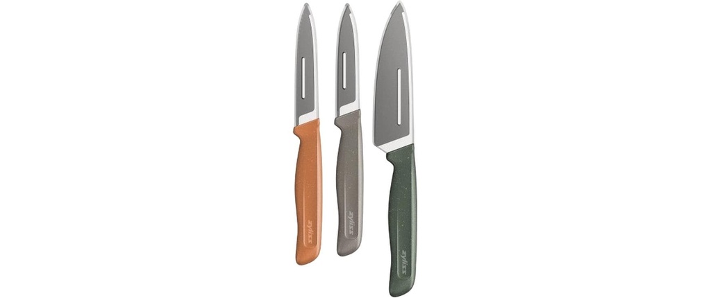Zyliss Couteau universel 3 pièces Orange/Vert/Gris
