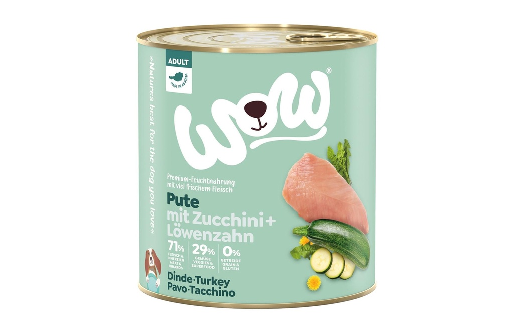 WOW Alimentation humide Dinde adulte, 800 g