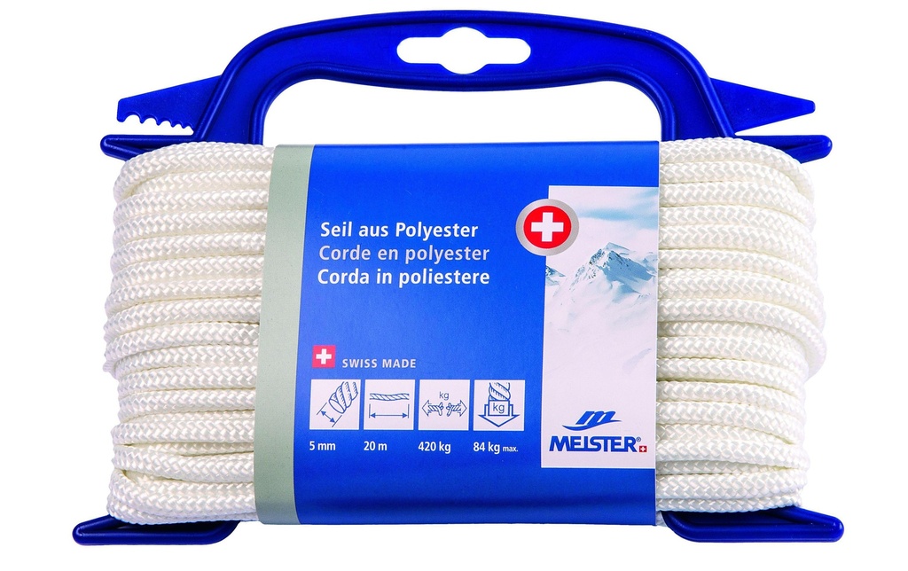 Meister Polyesterseil Ø 5 mm, 20 m, 420 kg, Blanc, maille normale