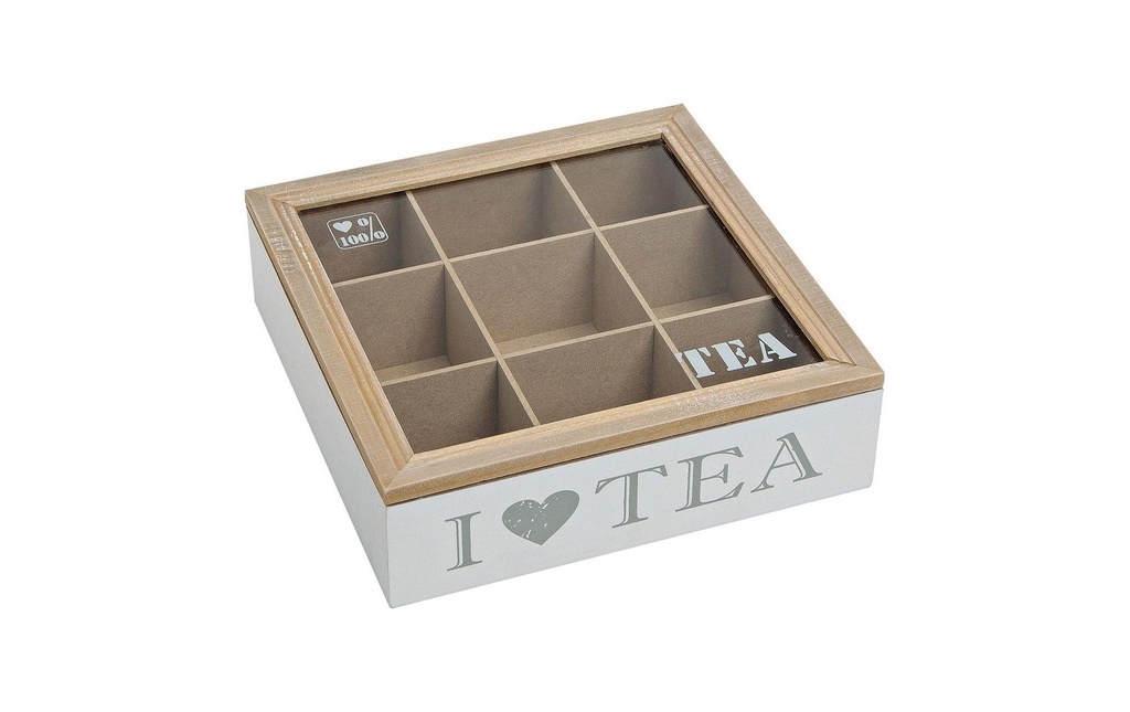 G. Wurm Boîte à thé «I Love Tea» 9 compartiments Brun/Blanc
