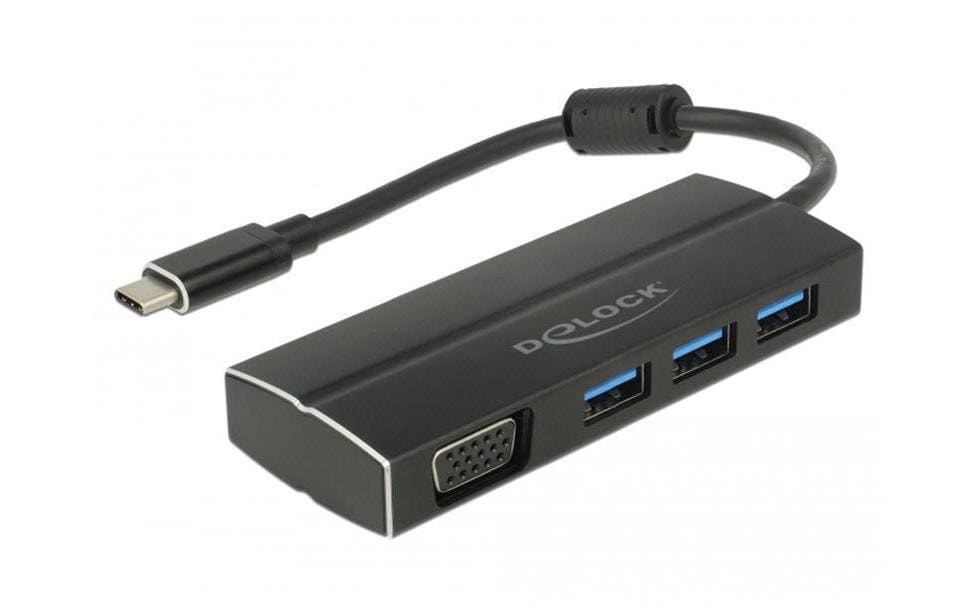 Delock Station d'accueil USB 3.1 Typ-C Gen1 - 3x Typ-A + 1x VGA