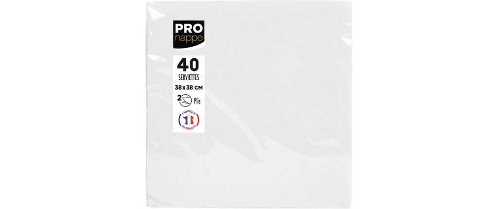 PRO nappe Serviettes en papier Blanc 38 cm x 38 cm, 40 Pièce/s