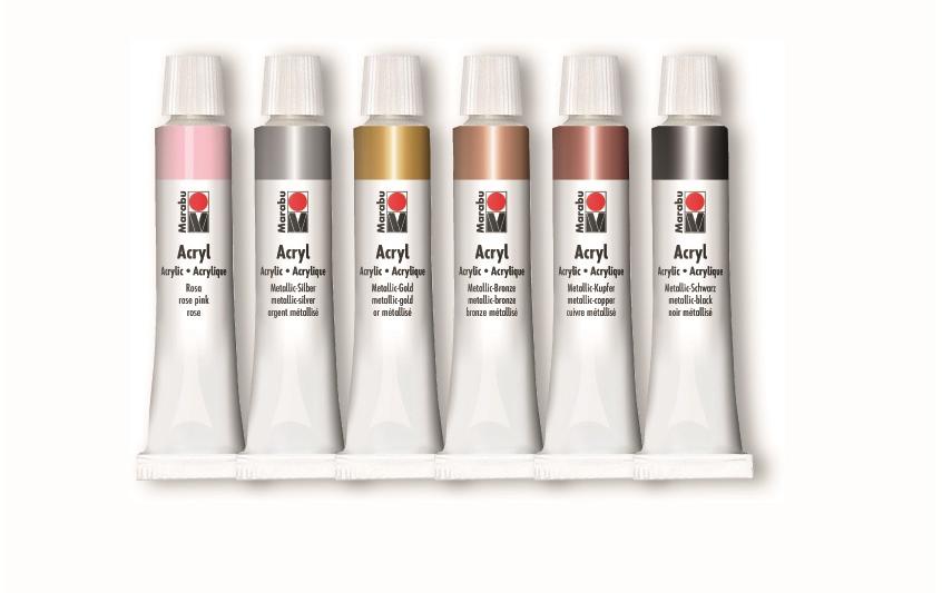 Marabu Peinture acrylique Shiny Classics 6 couleurs de 12 ml