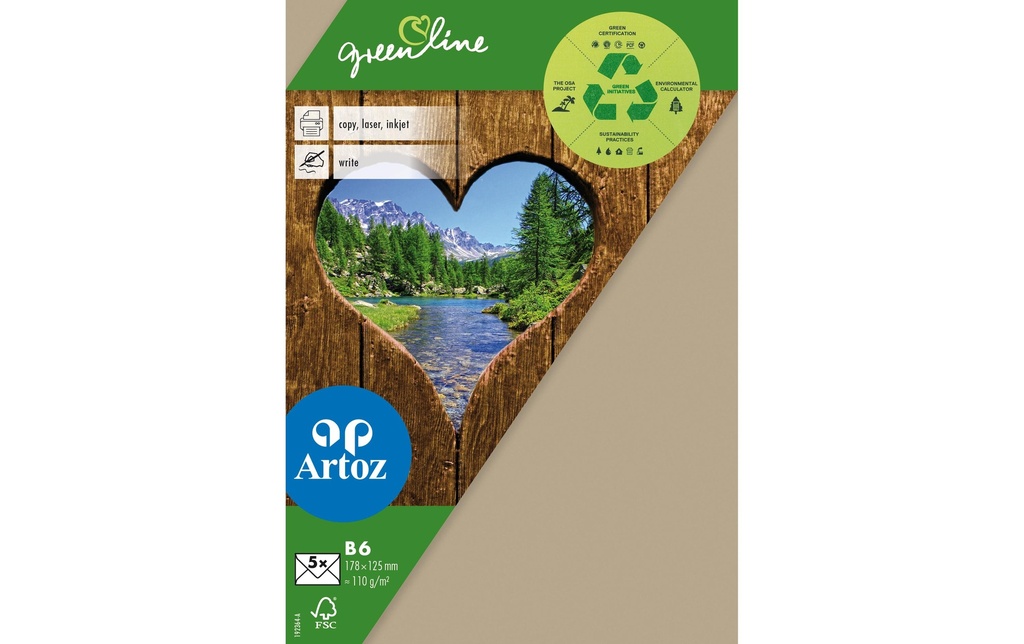 Artoz Enveloppe Greenline B6, 5 Pièce/s, Marron clair