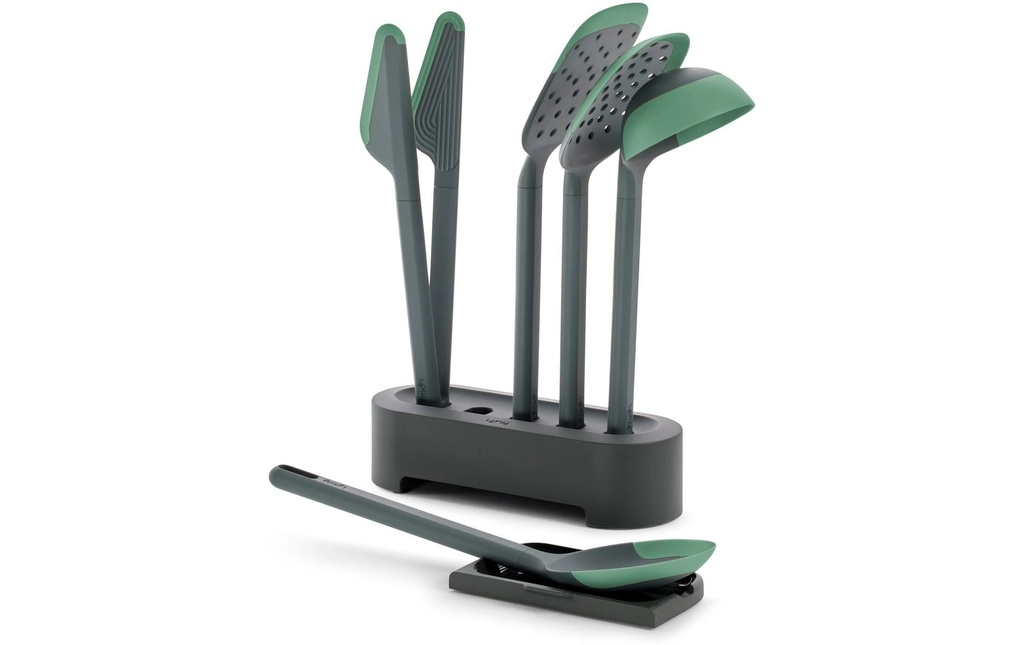 Lékué Ustensiles de cuisine avec support PBT/silicone, vert/noir