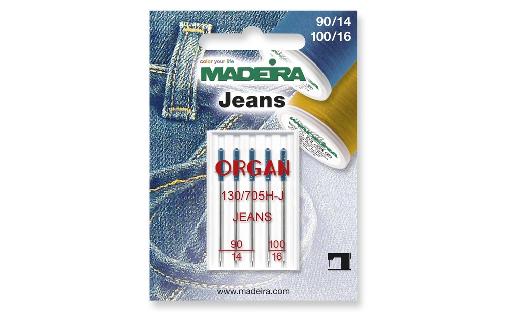 Madeira Aiguille de machine pour jeans 90/14 100/16 5 pièces