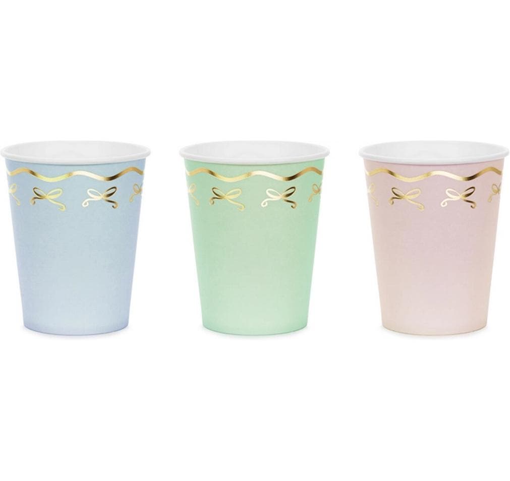 Partydeco Gobelets jetables Ponçage Couleurs pastel, 220 ml, 6 pièces