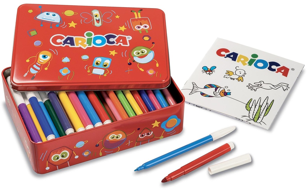 Carioca Feutres de coloriage Boîte avec livre de coloriage, Rouge
